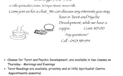 We will be offering classes at the Hills Spiritualist Centre Thursday evenings for 5 June
